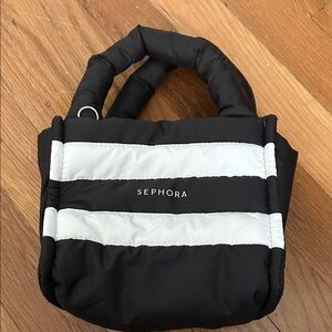 Sephora Black and White mini puffer tote
